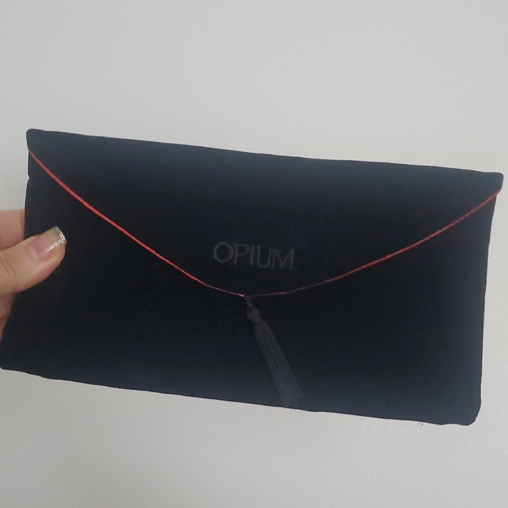 Vintage Yves Saint Laurent Opium Ysl Black Velvet Clutch Cosmetic Bag